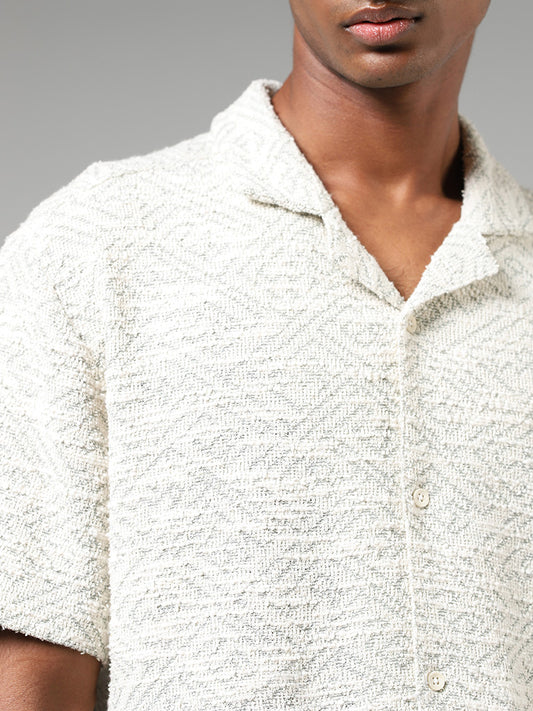 ETA Off White Self-Patterned Relaxed Fit Shirt