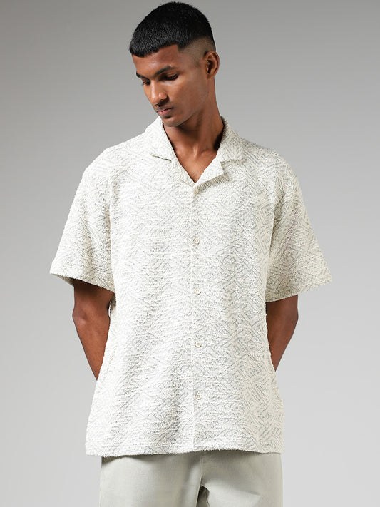 ETA Off White Self-Patterned Relaxed Fit Shirt