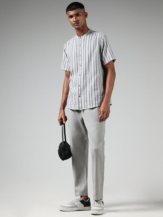 ETA Grey Striped Cotton Resort-Fit Shirt