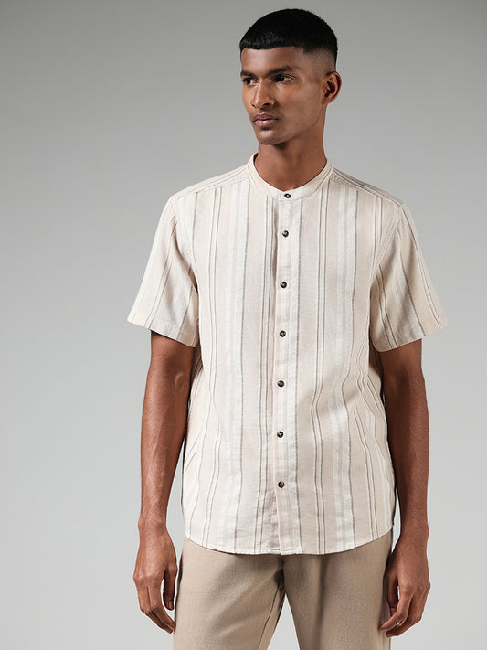 ETA Cream Striped Resort Fit Shirt