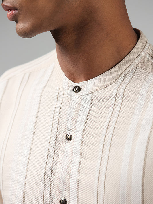 ETA Cream Striped Resort Fit Shirt