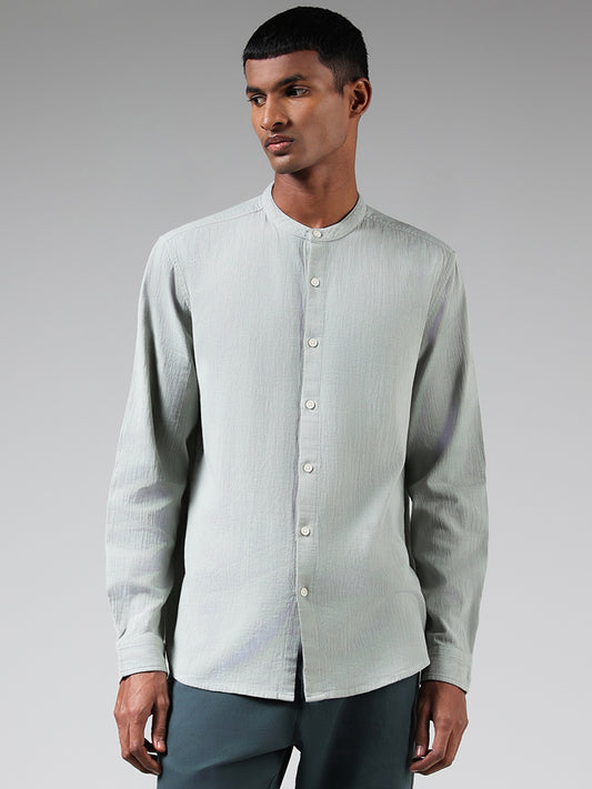 ETA Solid Light Teal Cotton Resort Fit Shirt