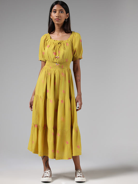 Bombay Paisley Yellow Printed Smock Dress