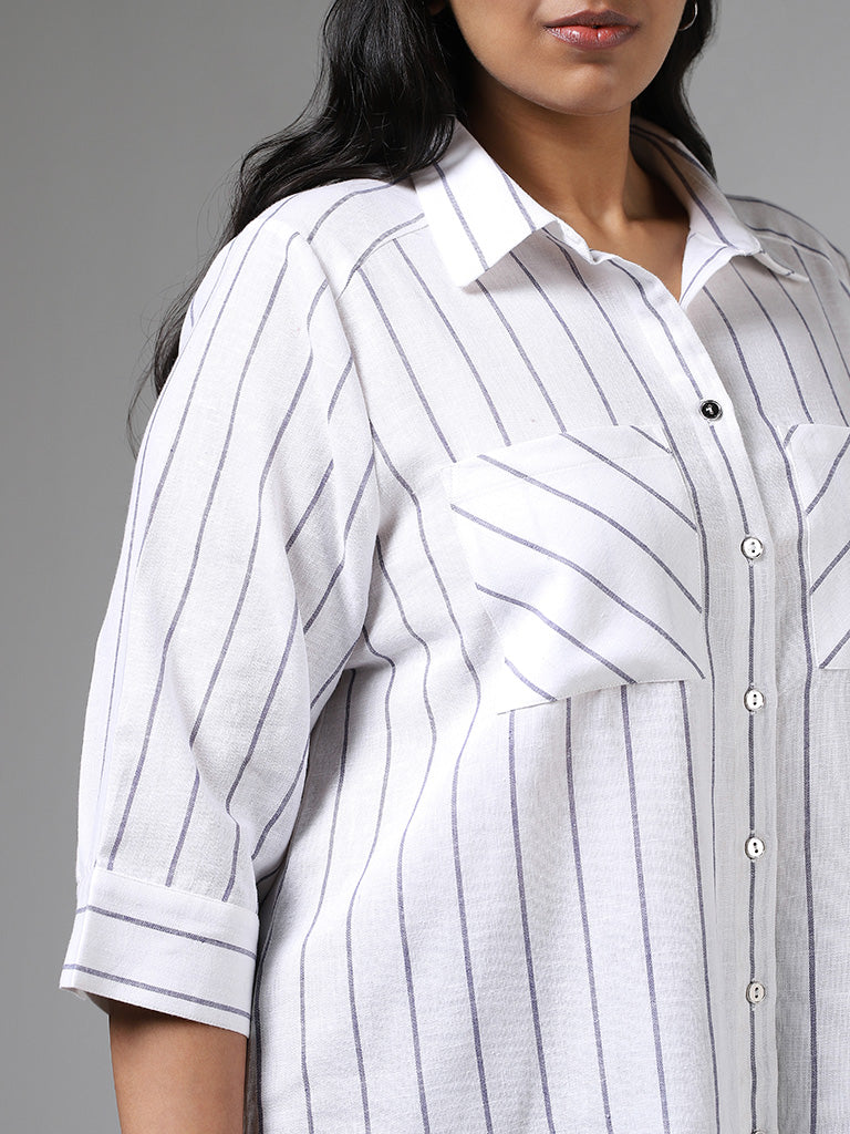Gia White Striped Shirt