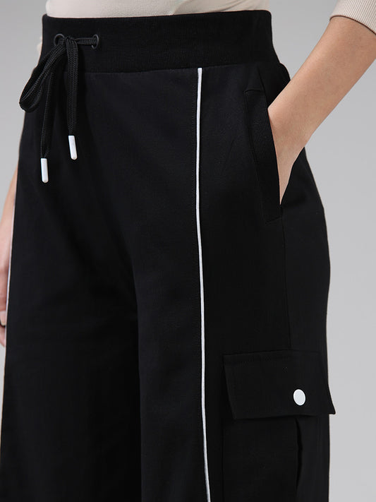 Studiofit Solid Black High-Waisted Joggers
