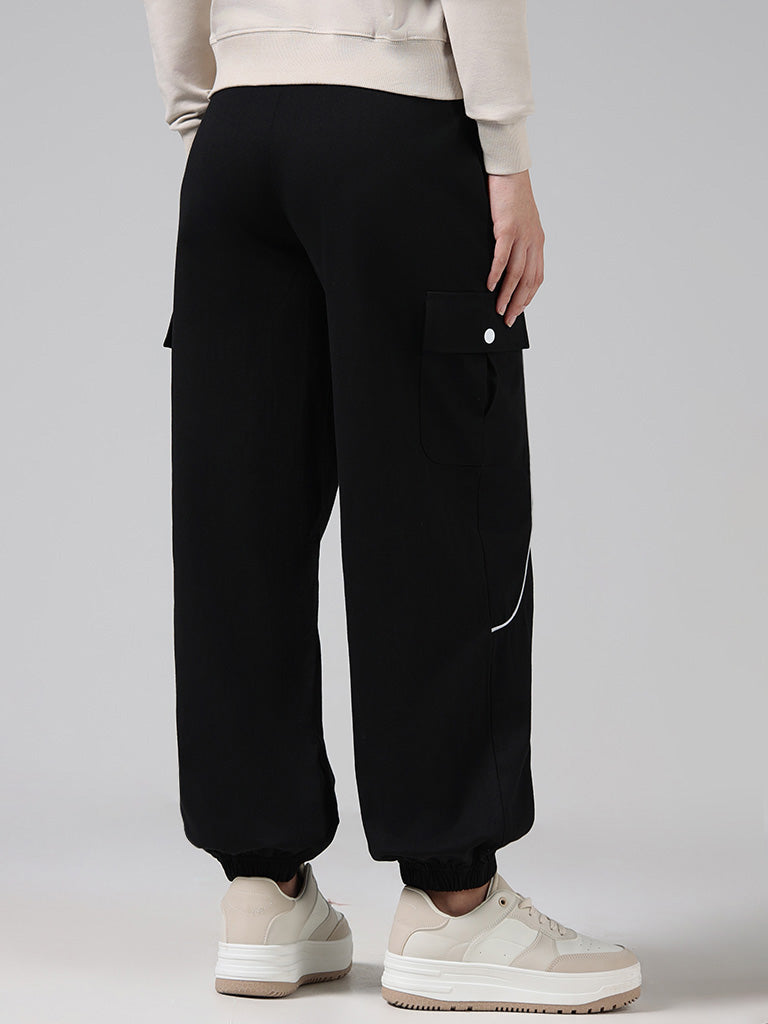 Studiofit Solid Black High-Waisted Joggers