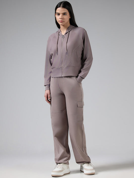 Studiofit Solid Brown High-Waisted Joggers