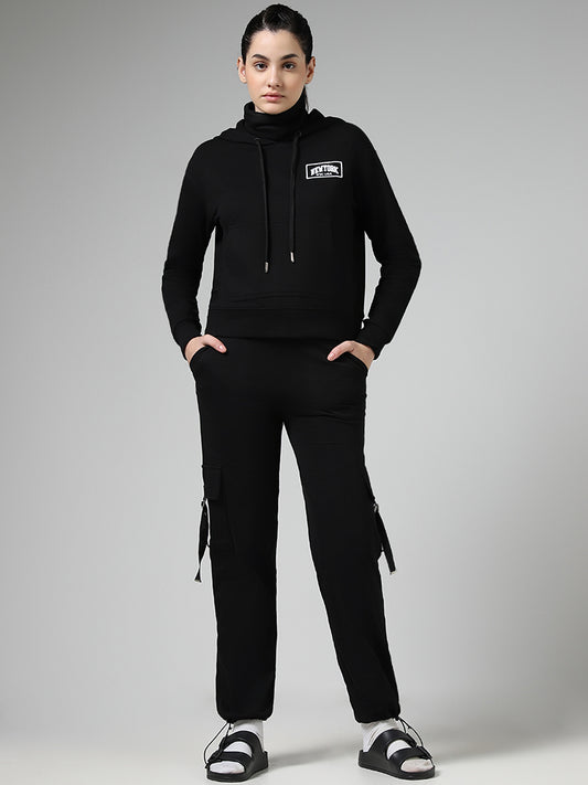 Studiofit Black Flap Accent Cargo Joggers
