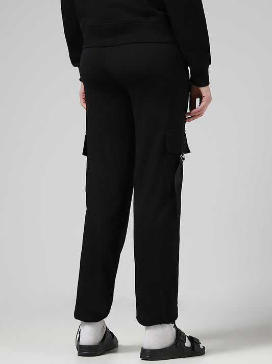 Studiofit Black Flap Accent Cargo Joggers