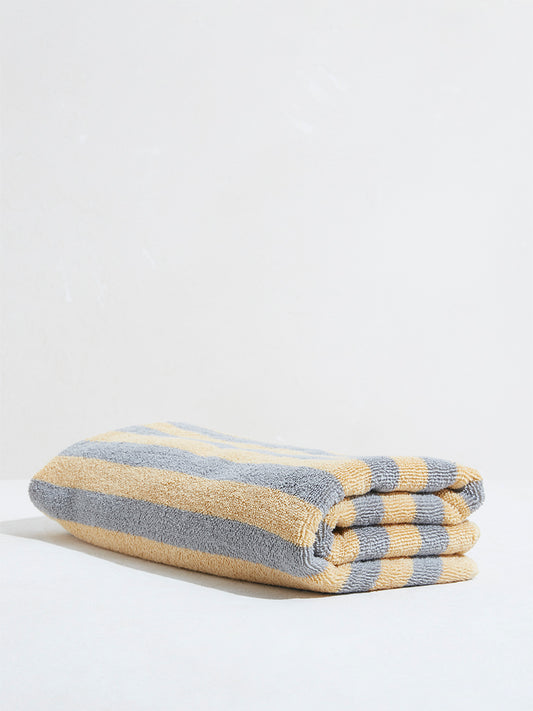Westside Home Dark Grey Broad Striped Bath Towel