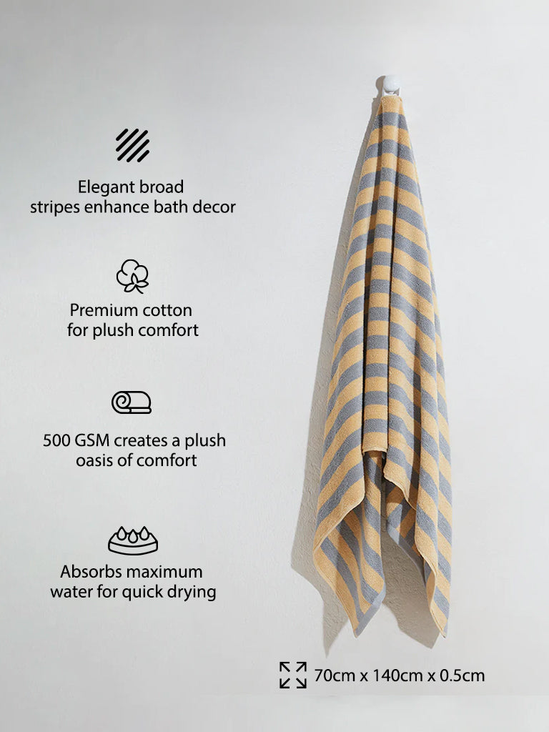 Westside Home Dark Grey Broad Striped Bath Towel