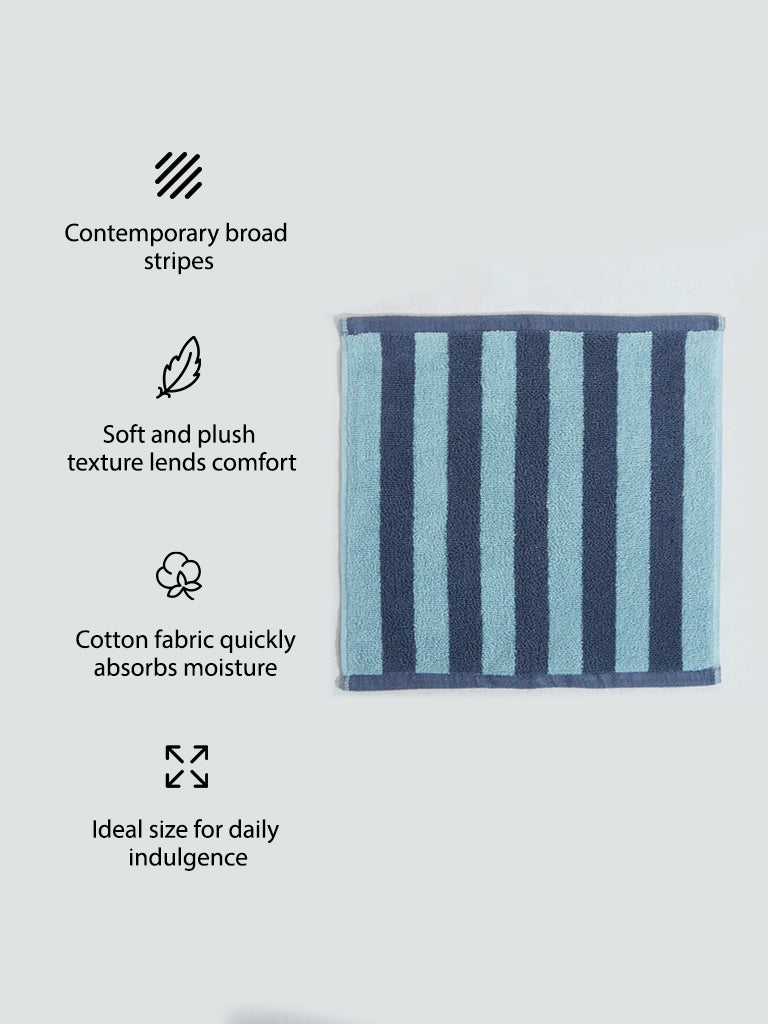 Westside Home Blue Broad Striped Face Towel - (Set of 2)