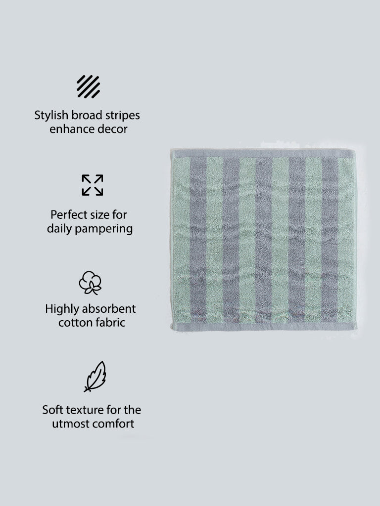 Westside Home Green Broad Striped Face Towel - (Set of 2)