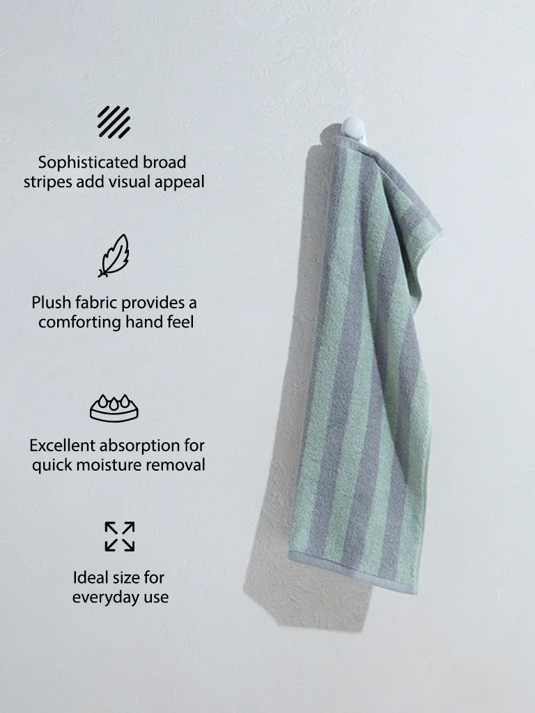 Westside Home Green Broad Striped Hand Towel