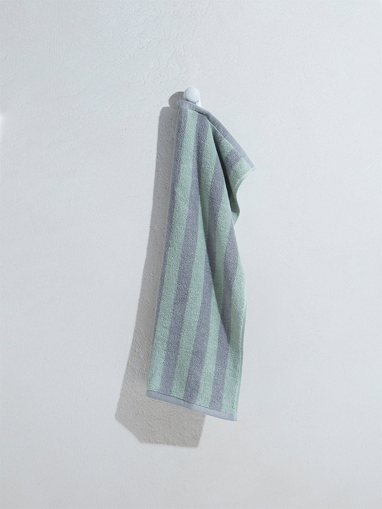 Westside Home Green Broad Striped Hand Towel