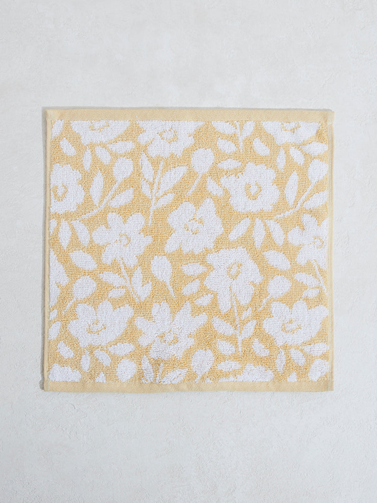 Westside Home Dark Yellow Floral Face Towel - (Set of 2)