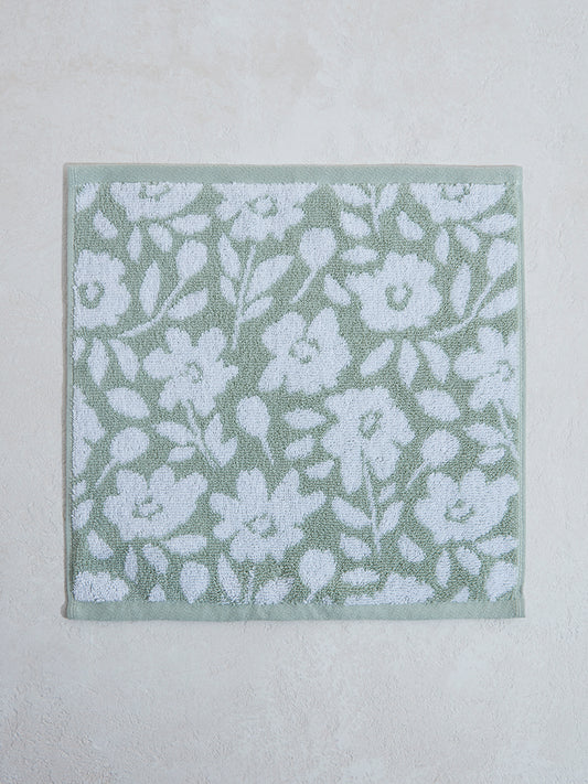 Westside Home Green Floral Face Towel - (Set of 2)
