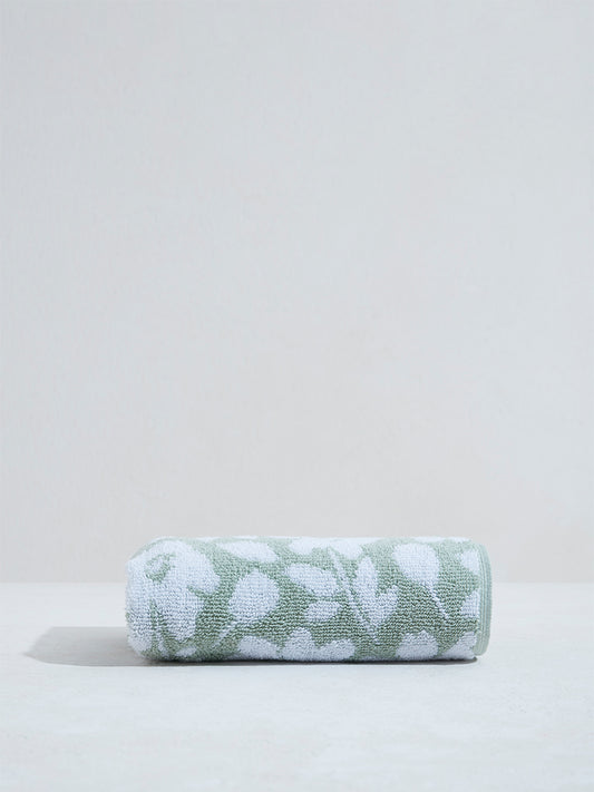 Westside Home Green Floral Hand Towel
