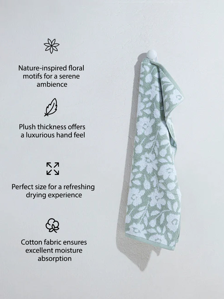 Westside Home Green Floral Hand Towel