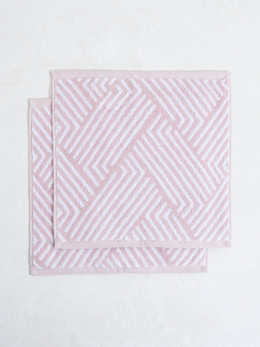 Westside Home Light Pink Step Face Towel (Set of 2)