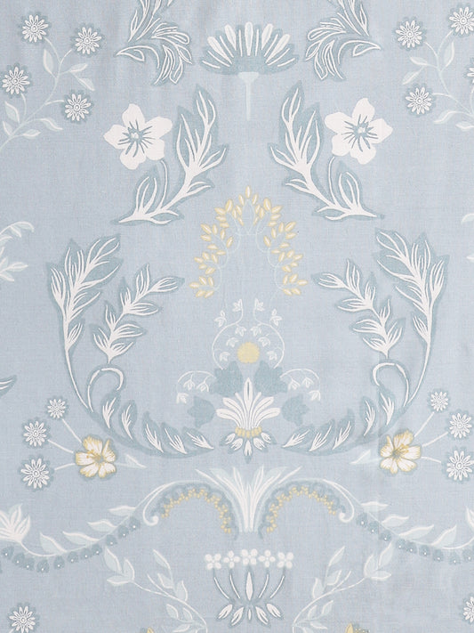 Westside Home Floral Printed Aqua Blue King Bed Flat Sheet and Pillowcase Set