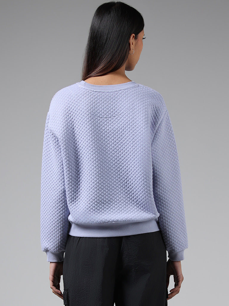 Studiofit Blue Self-Textured Sweatshirt
