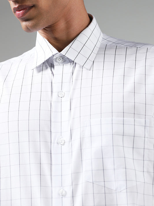 WES Formals White Checked Relaxed Fit Shirt