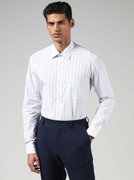 WES Formals White Checked Relaxed Fit Shirt