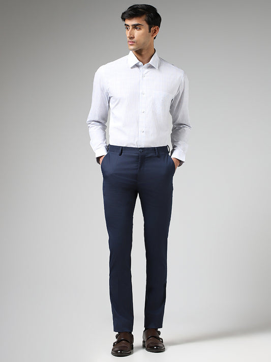 WES Formals White Checked Relaxed Fit Shirt