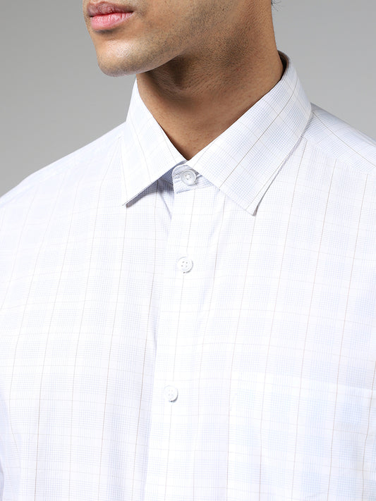 WES Formals White Checked Relaxed Fit Shirt