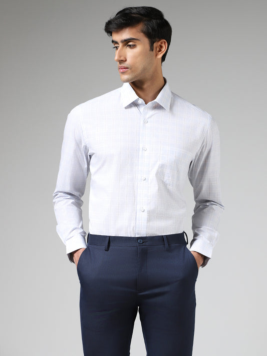 WES Formals White Checked Relaxed Fit Shirt