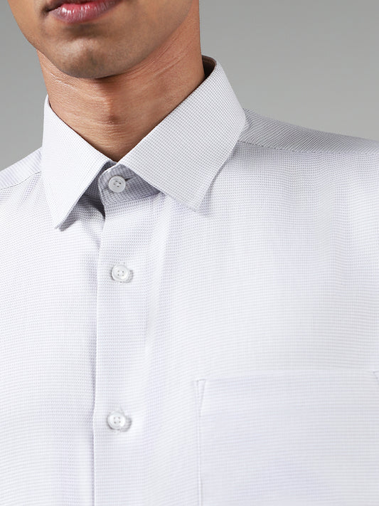 WES Formals Grey Printed Relaxed Fit Shirt