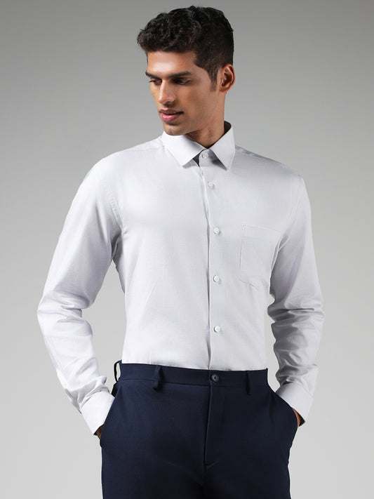 WES Formals Grey Printed Relaxed Fit Shirt