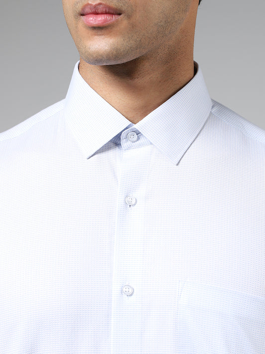 WES Formals White Slim Fit Dobby Shirt