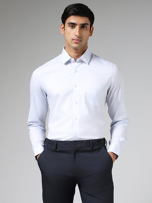 WES Formals White Slim Fit Dobby Shirt