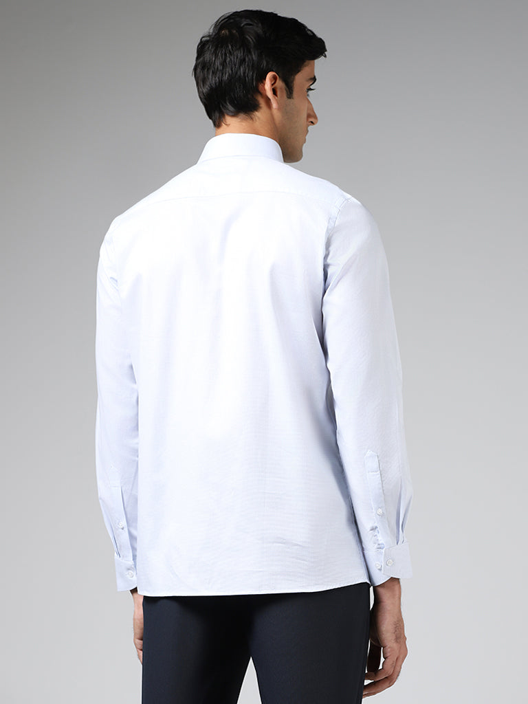 WES Formals White Slim Fit Dobby Shirt