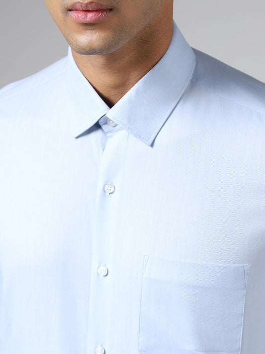 WES Formals Light Blue Slim Fit Shirt