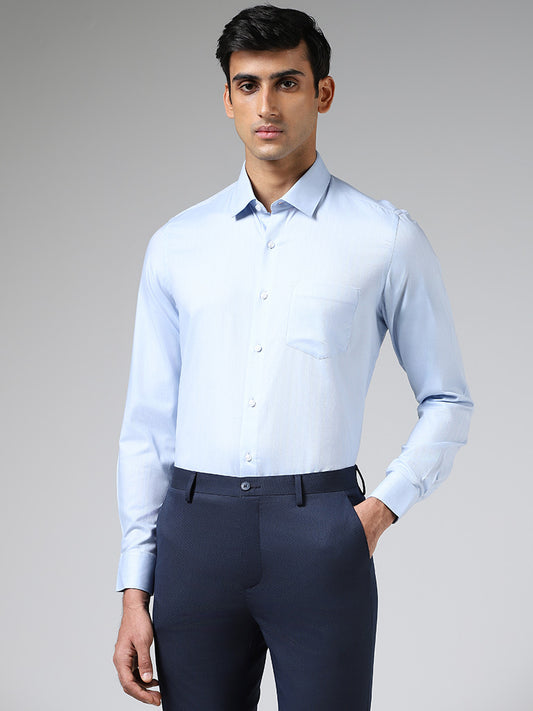 WES Formals Light Blue Slim Fit Shirt