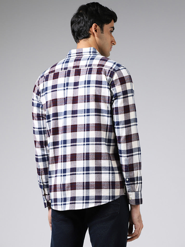 WES Casuals Multicolor Plaid Checked Slim Fit Shirt