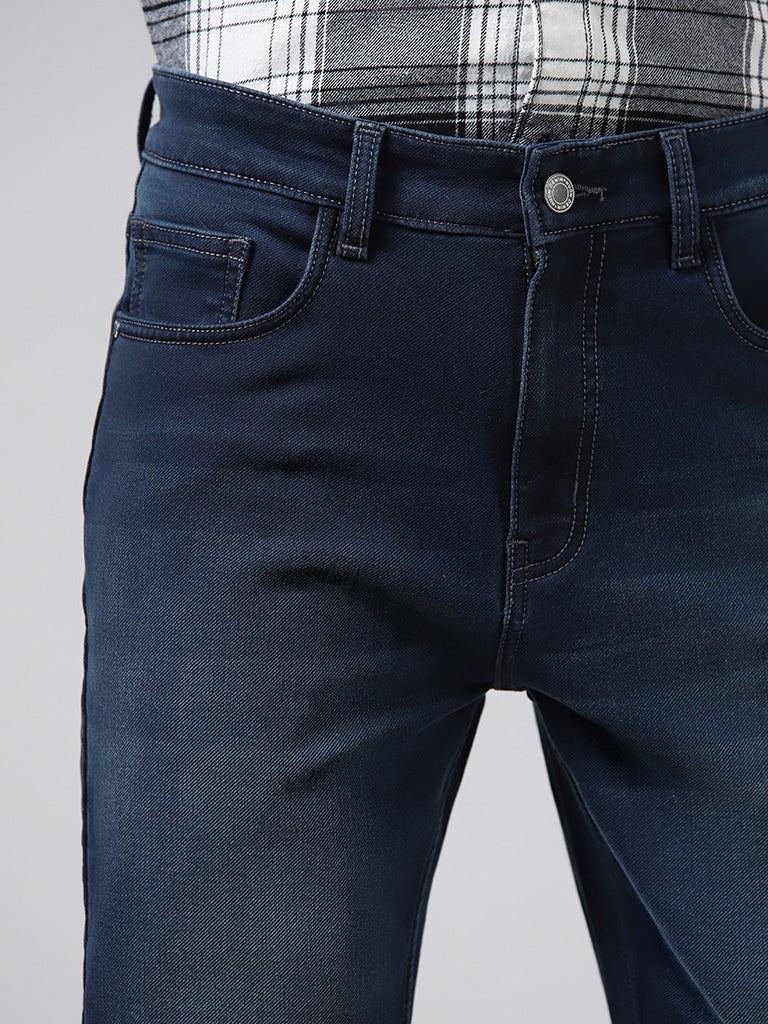 Nuon Dark Blue Slim - Fit Mid - Rise Jeans