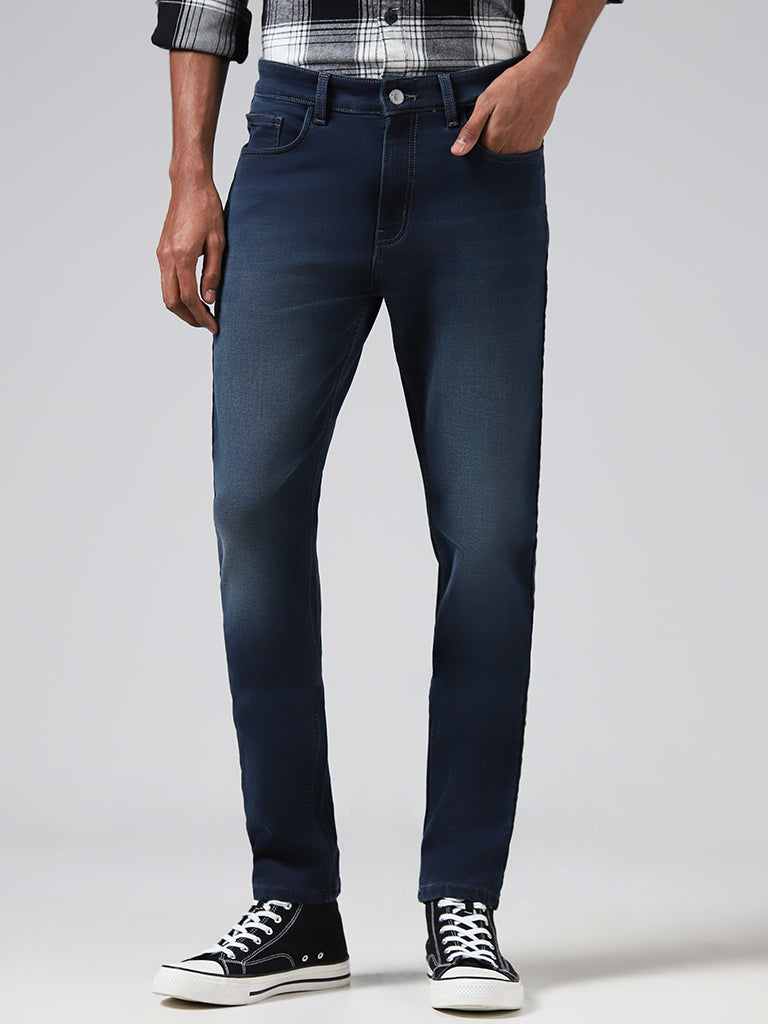 Nuon Solid Dark Blue Slim Fit Denim Jeans