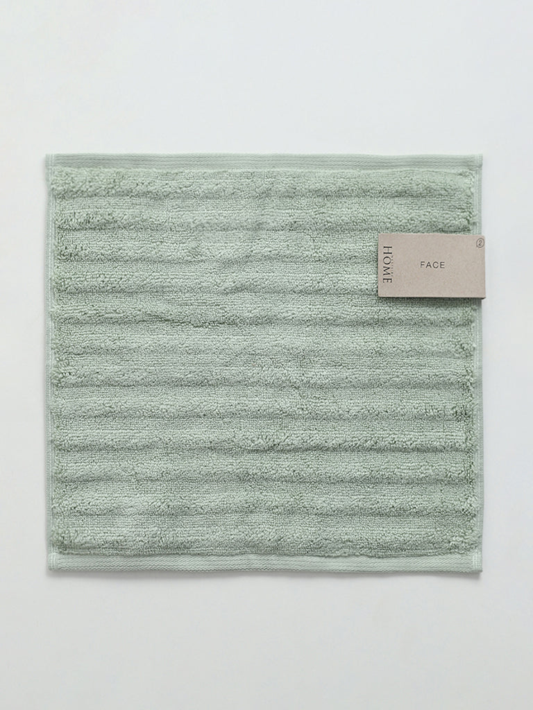 Westside Home Sage Green Self-Striped Face Towels (Set of 2)