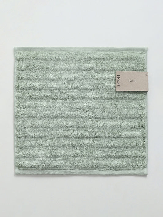 Westside Home Sage Green Self-Striped Face Towels - Pack of 2