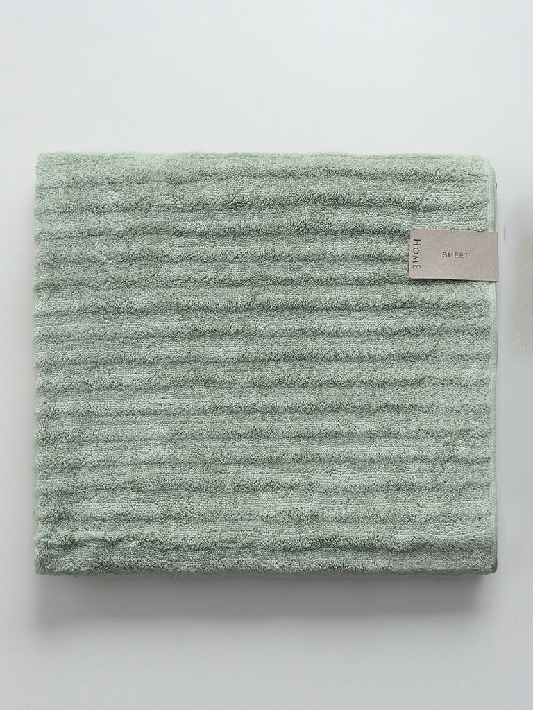 Westside Home Sage Green Self-Striped Bath Towel