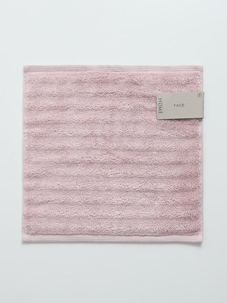 Westside Home Light Pink Self-Striped Face Towels (Set of 2)