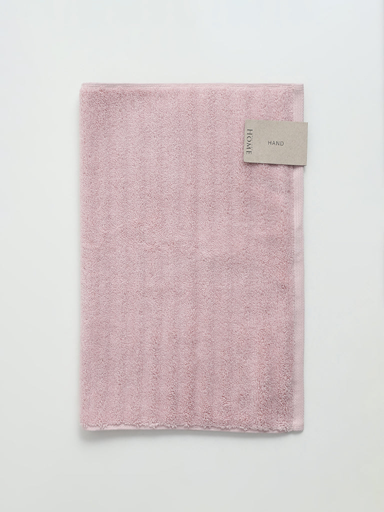 Westside Home Light Pink Self-Striped Hand Towel