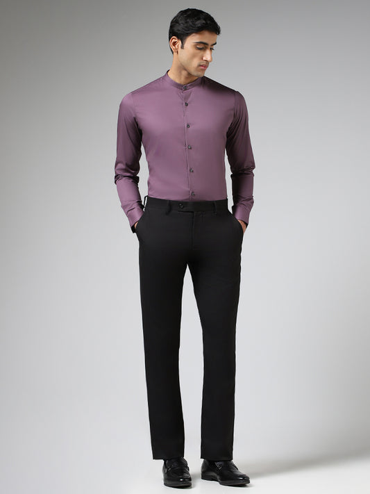 WES Formals Solid Grape Purple Ultra-Slim Fit Shirt