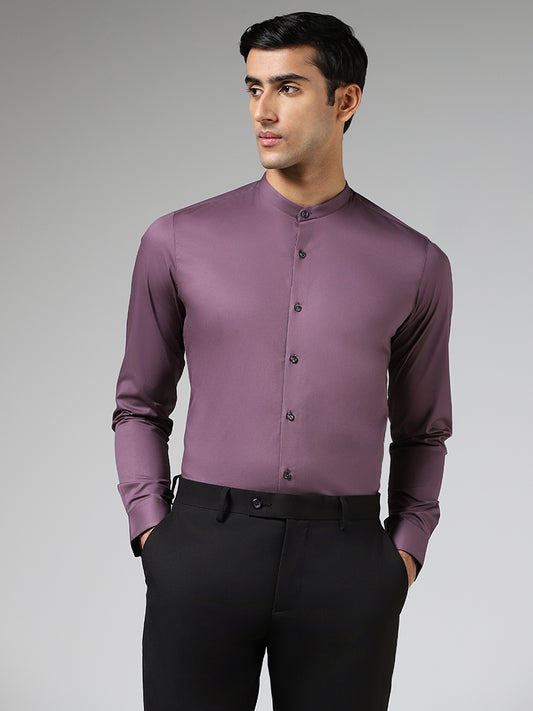 WES Formals Solid Grape Purple Ultra-Slim Fit Shirt