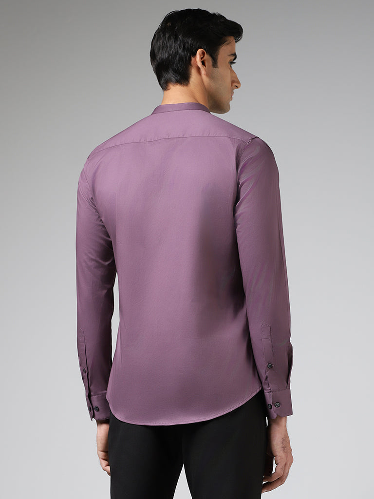 WES Formals Solid Grape Purple Ultra-Slim Fit Shirt