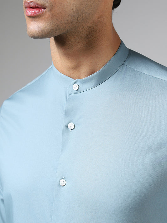 WES Formals Solid Light Blue Ultra-Slim Fit Shirt
